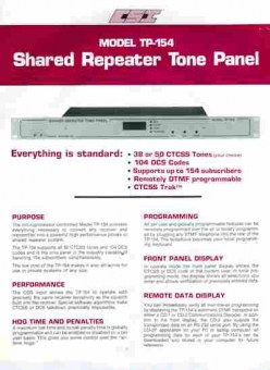 Буклет CSI Model TP-154 Shared Repeater Tone Panel, 55-1791, Баград.рф